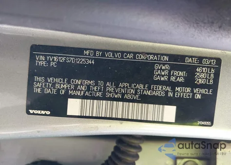 2013 Volvo S60 T5 z USA, uszkodzony, nr VIN YV1612FS7D1225344